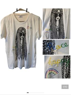 Lauren Moshi Embroidered Hippie Girl tee